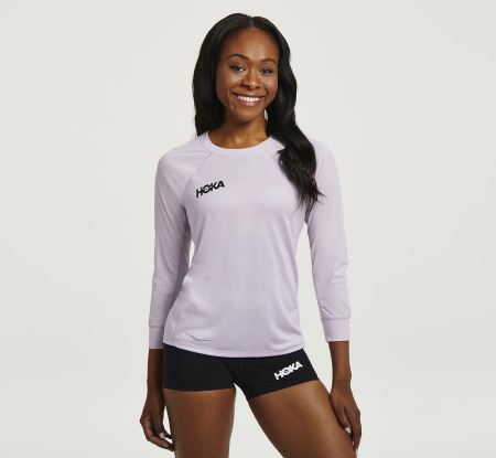 Hoka One One Performance 3/4 Sleeve - Top Mulher Roxo | PT-ZE5JGD0